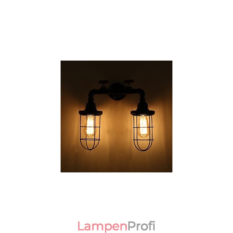Vintage Industrielle Rohrwandleuchten Schwarze kreative Lichter Restaurant Cafe Bar Dekorationsbeleuchtung mit 2 Lichtern lackiert