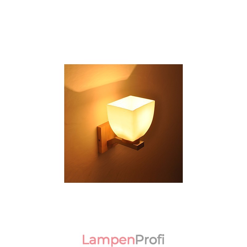 Einfache Wandlampe, Nachttischlampe mit Glasschirm und Massivholz für Schlafzimmer, Kommode, Wohnzimmer, Babyzimmer, Studentenwohnheim, Couchtisch, Bücherregal