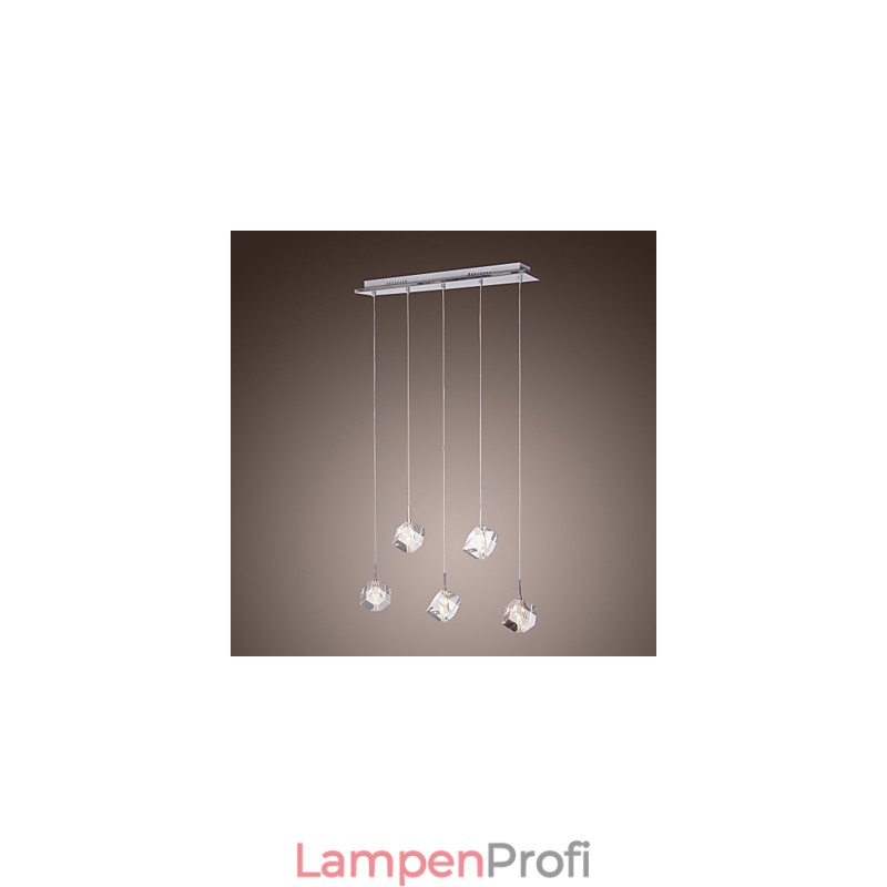 Moderne zeitgenössische Insel Kristall Chrom Pendelleuchte