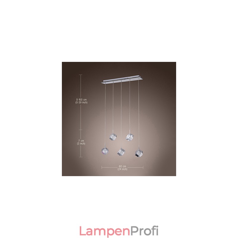 Moderne zeitgenössische Insel Kristall Chrom Pendelleuchte