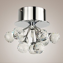 Modern Contemporary Crystal Mini Style Chrome Metal Flush Mount