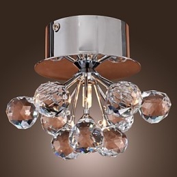 Modern Contemporary Crystal Mini Style Chrome Metal Flush Mount