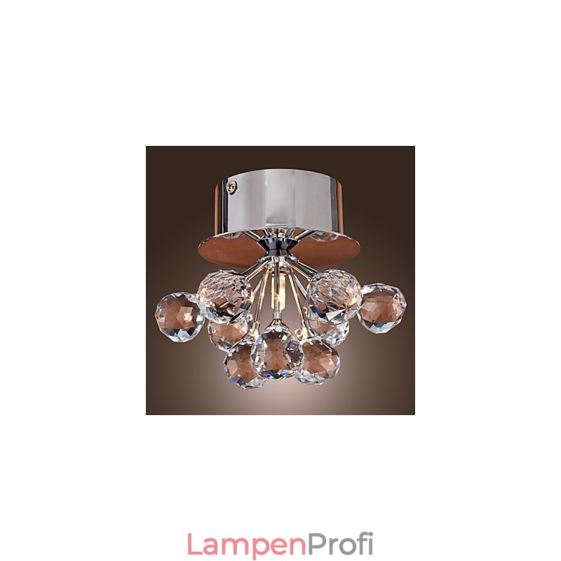 Modern Contemporary Crystal Mini Style Chrome Metal Flush Mount
