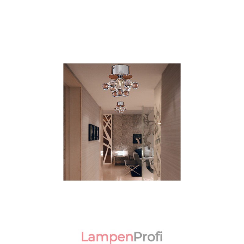 Modern Contemporary Crystal Mini Style Chrome Metal Flush Mount