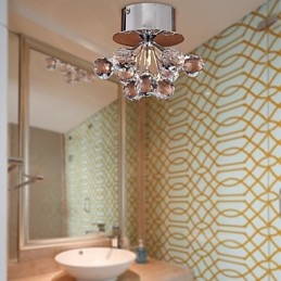 Modern Contemporary Crystal Mini Style Chrome Metal Flush Mount