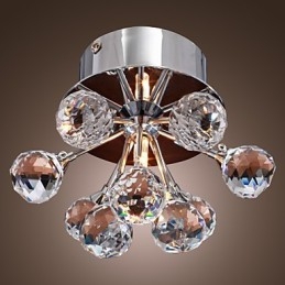 Modern Contemporary Crystal Mini Style Chrome Metal Flush Mount