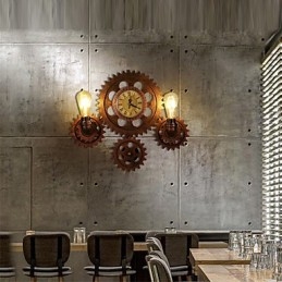 Vintage Industrielle Wandleuchten Holz Zahnradform Kreative drehbare Lichter Restaurant Cafe Bar Dekoration Beleuchtung
