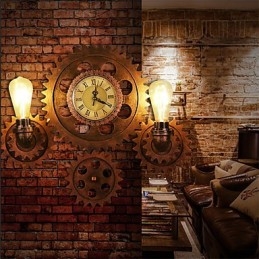 Vintage Industrielle Wandleuchten Holz Zahnradform Kreative drehbare Lichter Restaurant Cafe Bar Dekoration Beleuchtung