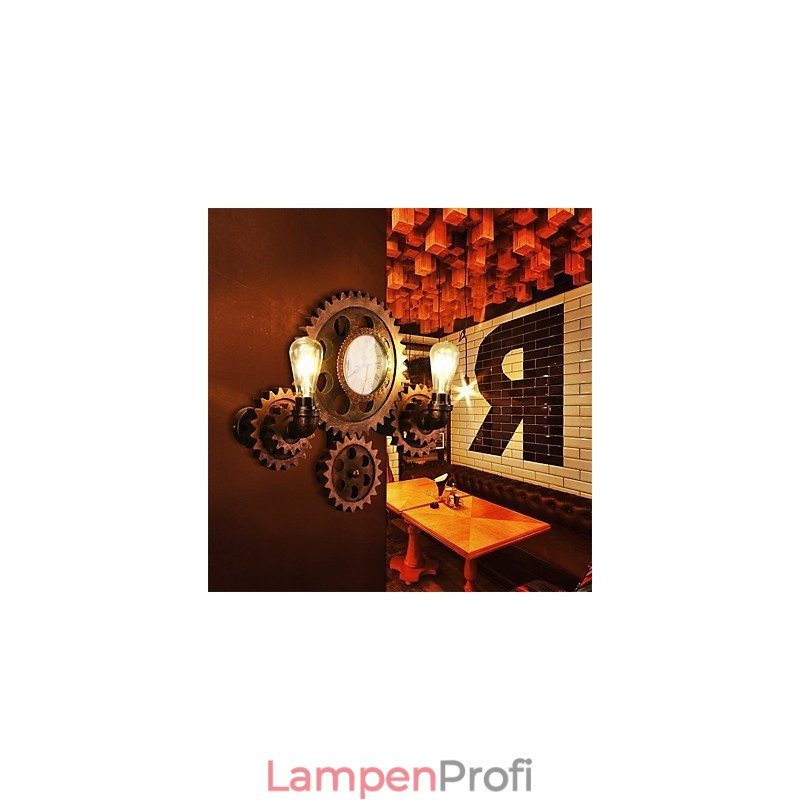 Vintage Industrielle Wandleuchten Holz Zahnradform Kreative drehbare Lichter Restaurant Cafe Bar Dekoration Beleuchtung