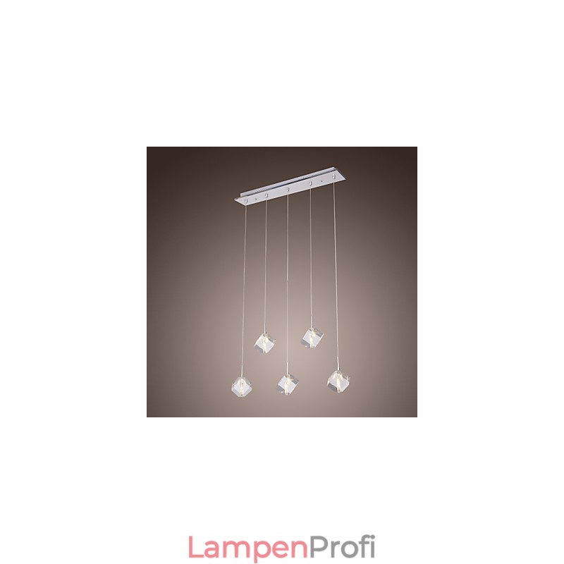 Moderne zeitgenössische Insel Kristall Chrom Pendelleuchte