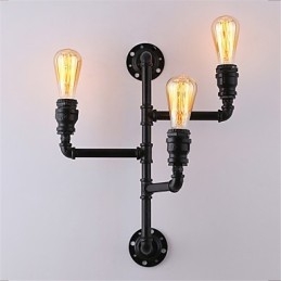 Vintage Industrielle Rohrwandleuchten Schwarze kreative Lichter Restaurant Cafe Bar Dekorationsbeleuchtung mit 3 Lichtern lackiert