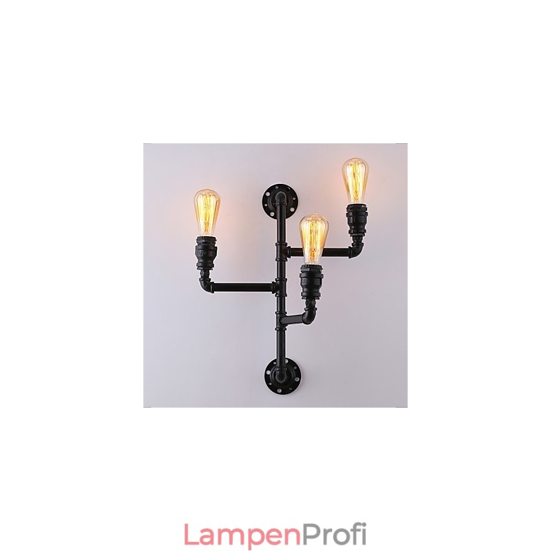 Vintage Industrielle Rohrwandleuchten Schwarze kreative Lichter Restaurant Cafe Bar Dekorationsbeleuchtung mit 3 Lichtern lackiert