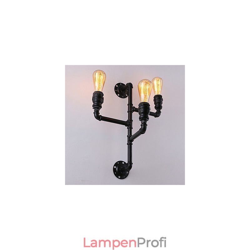 Vintage Industrielle Rohrwandleuchten Schwarze kreative Lichter Restaurant Cafe Bar Dekorationsbeleuchtung mit 3 Lichtern lackiert