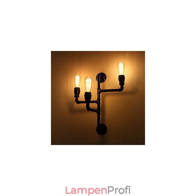 Vintage Industrielle Rohrwandleuchten Schwarze kreative Lichter Restaurant Cafe Bar Dekorationsbeleuchtung mit 3 Lichtern lackiert