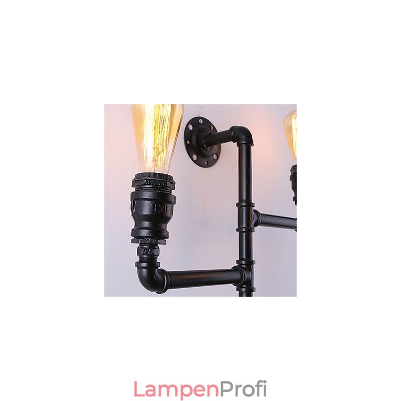 Vintage Industrielle Rohrwandleuchten Schwarze kreative Lichter Restaurant Cafe Bar Dekorationsbeleuchtung mit 3 Lichtern lackiert