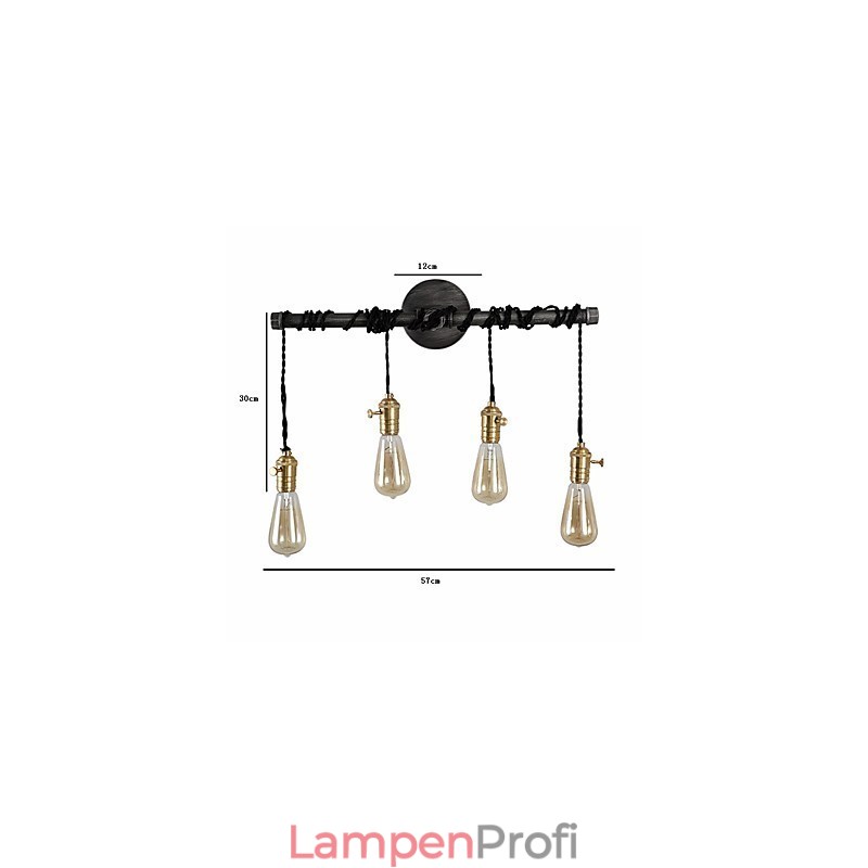 Vintage Industrielle Rohrwandleuchten mit Schalter Kreative Lichter Restaurant Cafe Bar Dekorationsbeleuchtung mit 4 Lichtern Lackiertes Finish