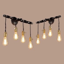 Vintage Industrielle Rohrwandleuchten mit Schalter Kreative Lichter Restaurant Cafe Bar Dekorationsbeleuchtung mit 4 Lichtern Lackiertes Finish