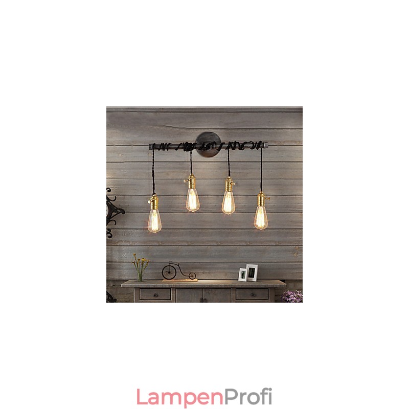 Vintage Industrielle Rohrwandleuchten mit Schalter Kreative Lichter Restaurant Cafe Bar Dekorationsbeleuchtung mit 4 Lichtern Lackiertes Finish