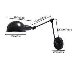 Eisen-Wandlampe, faltbar, schwarz, einfache Retro-Wandlampe, Einzelkopf, dekorative Wandlampe im europäischen Stil