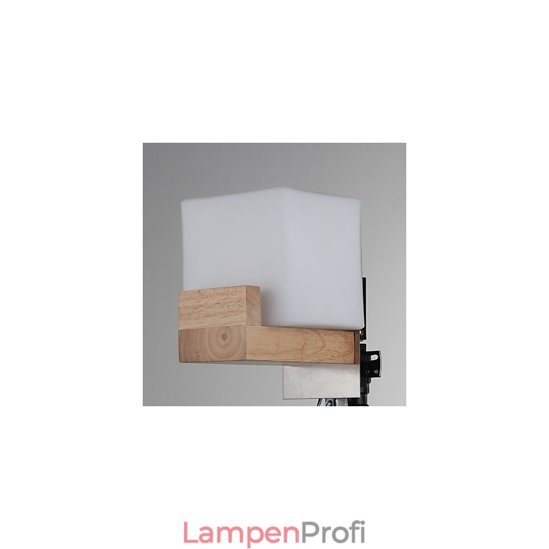 Einfache Wandlampe, Nachttischlampe mit Glasschirm und Massivholz für Schlafzimmer, Kommode, Wohnzimmer, Babyzimmer, Studentenwohnheim, Couchtisch, Bücherregal