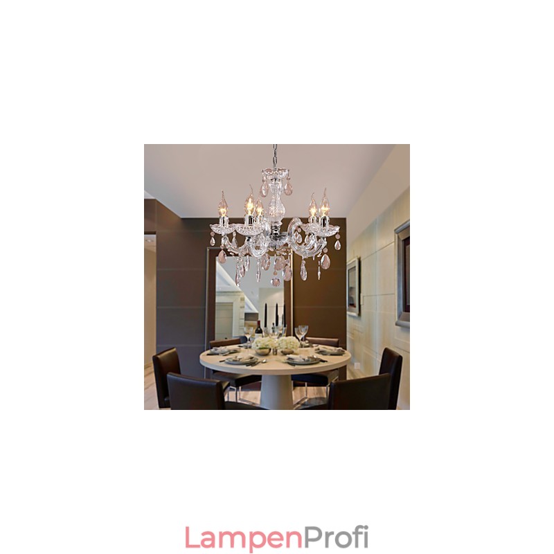 Upligh Chrom Deckenleuchte Kerze Licht Acryl Leuchte Kronleuchter Anhänger
