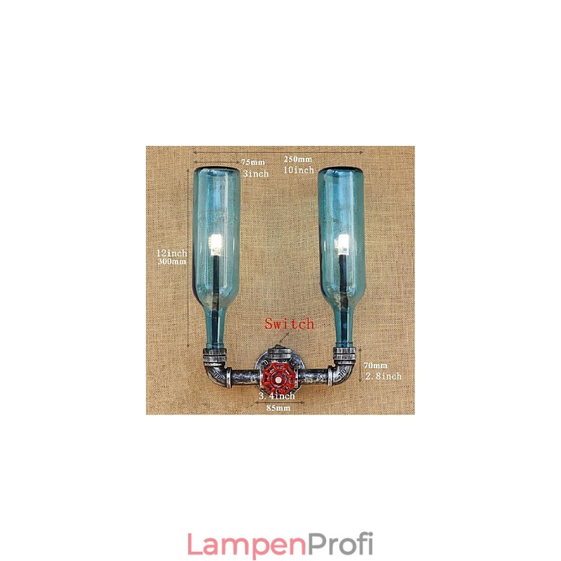Retro Industrielle Wind Schalter Wasserflasche Wandleuchte Wandleuchte Blau