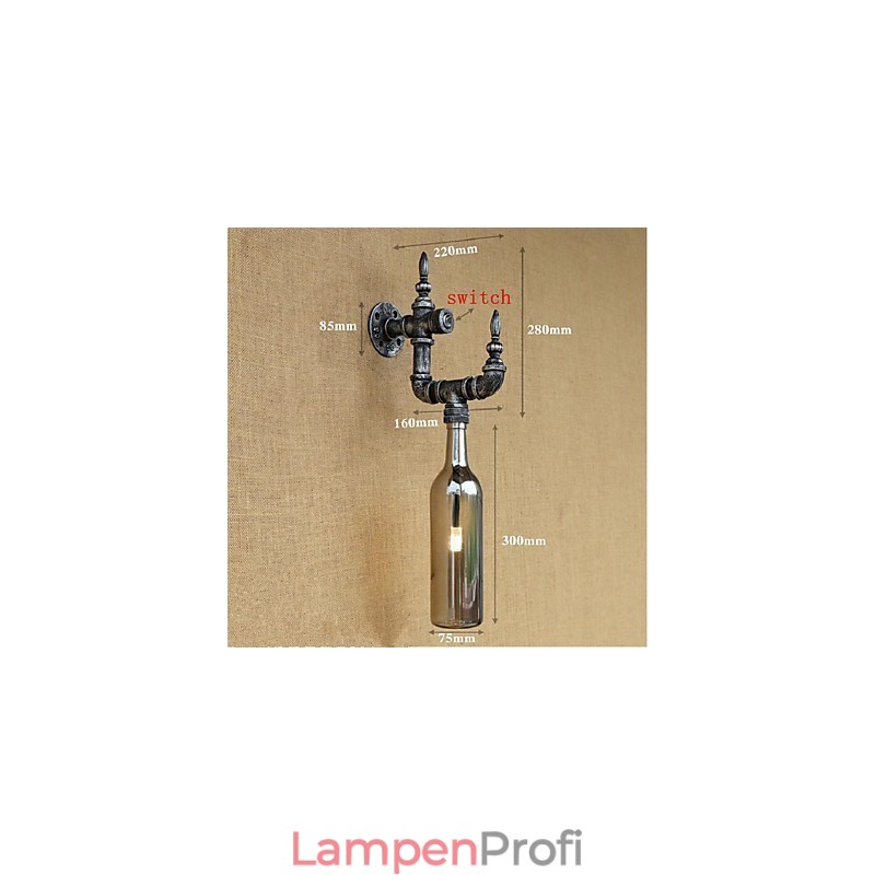 Retro Nostalgie Mit Schalter Cafe Bar Restaurant Gang Wasser Rohr Flasche Wand Lampe