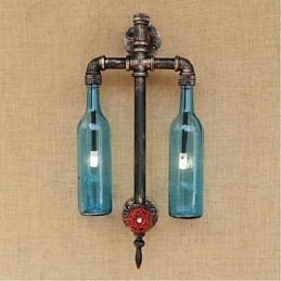 Amerikanischen Themen Restaurant Bar Eisen Mit Schalter Wasser Rohr Wein Flasche Wand Lampe Blau