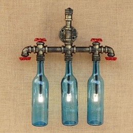 Retro Industrielle Wind Schalter Wasserflasche Wandleuchte Wandleuchte Blau