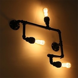 3 Köpfe Vintage Industrielle Rohr Wandleuchten Schwarz Kreative Lichter Restaurant Cafe Bar Dekoration Beleuchtung