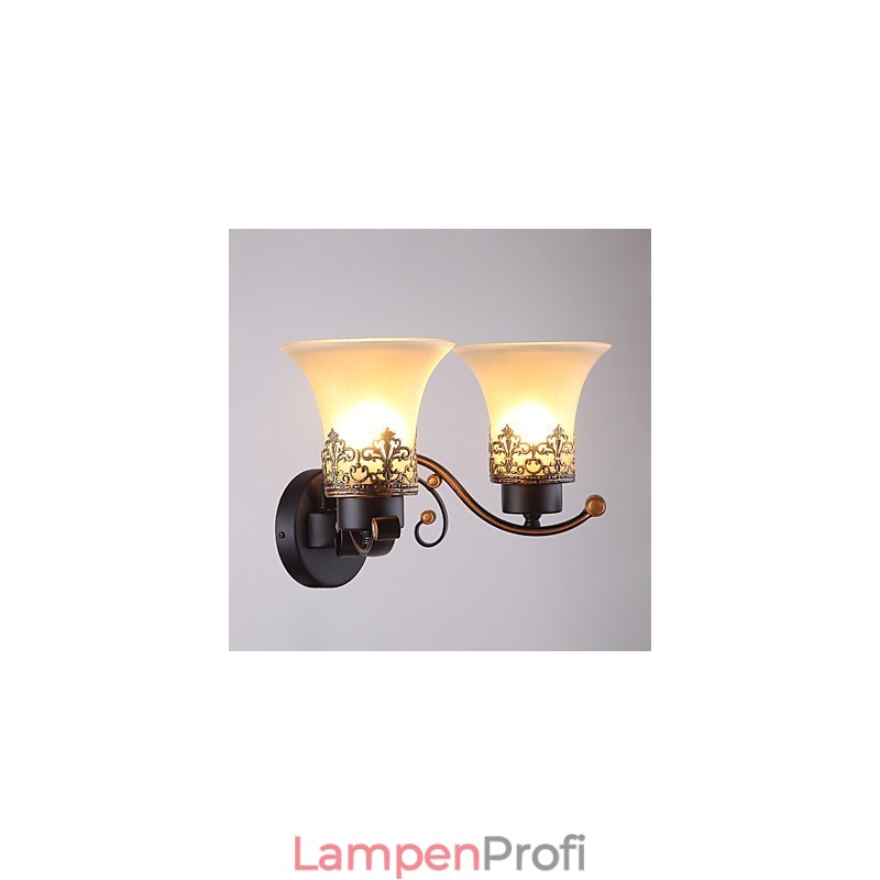 Doppelkopf-Wandlampe aus amerikanischem Landhausstil im Vintage-Stil aus Metall mit Glas für die Kantine, das Wohnzimmer, den Eingangsbereich und das Foyer.