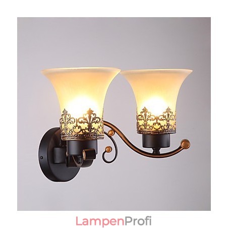 Doppelkopf-Wandlampe aus amerikanischem Landhausstil im Vintage-Stil aus Metall mit Glas für die Kantine, das Wohnzimmer, den Eingangsbereich und das Foyer.