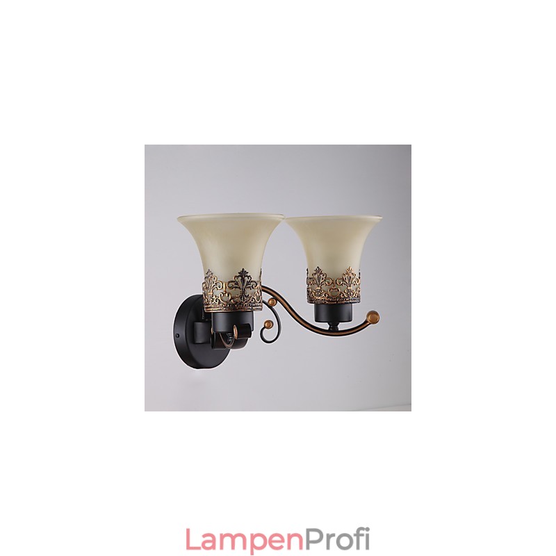 Doppelkopf-Wandlampe aus amerikanischem Landhausstil im Vintage-Stil aus Metall mit Glas für die Kantine, das Wohnzimmer, den Eingangsbereich und das Foyer.