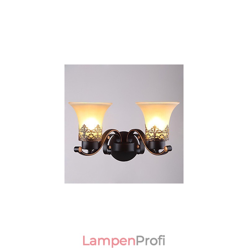 Doppelkopf-Wandlampe aus amerikanischem Landhausstil im Vintage-Stil aus Metall mit Glas für die Kantine, das Wohnzimmer, den Eingangsbereich und das Foyer.