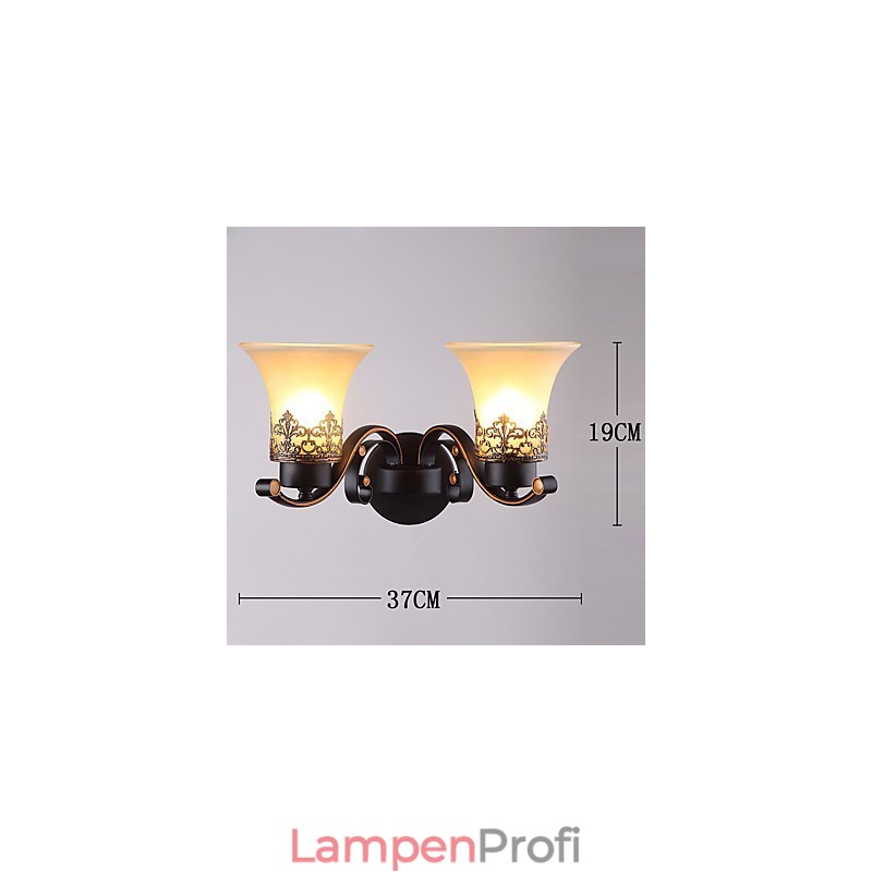 Doppelkopf-Wandlampe aus amerikanischem Landhausstil im Vintage-Stil aus Metall mit Glas für die Kantine, das Wohnzimmer, den Eingangsbereich und das Foyer.