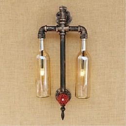 Amerikanischen Themen Restaurant Bar Eisen Mit Schalter Wasser Rohr Wein Flasche Wand Lampe Bernstein