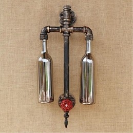 Amerikanischen Themen Restaurant Bar Eisen Mit Schalter Wasser Rohr Wein Flasche Wand Lampe Grau