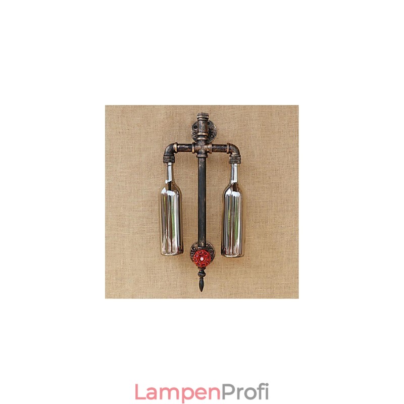 Amerikanischen Themen Restaurant Bar Eisen Mit Schalter Wasser Rohr Wein Flasche Wand Lampe Grau