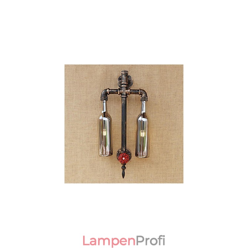 Amerikanischen Themen Restaurant Bar Eisen Mit Schalter Wasser Rohr Wein Flasche Wand Lampe Grau