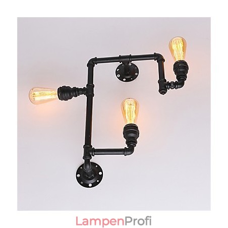 Vintage Industrielle Rohrwandleuchten Schwarze kreative Lichter Restaurant Cafe Bar Dekorationsbeleuchtung mit 3 Lichtern lackiert Vintage Industrielle Rohrwandleuchten Schwarze kreative Lichter Restaurant Cafe Bar Dekorationsbeleuchtung mit 3 Lichtern lackiert