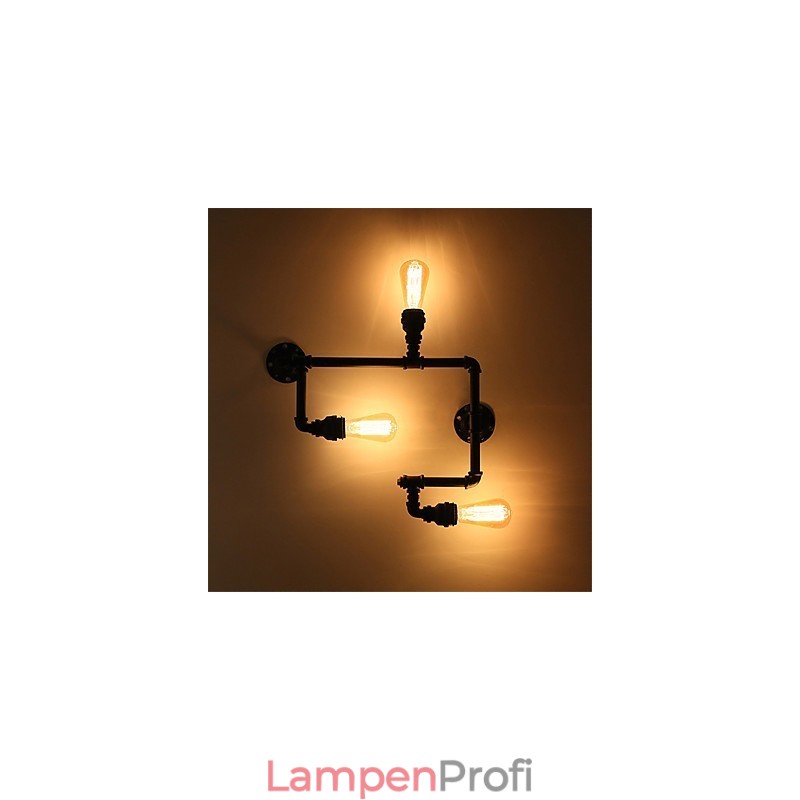 Vintage Industrielle Rohrwandleuchten Schwarze kreative Lichter Restaurant Cafe Bar Dekorationsbeleuchtung mit 3 Lichtern lackiert
