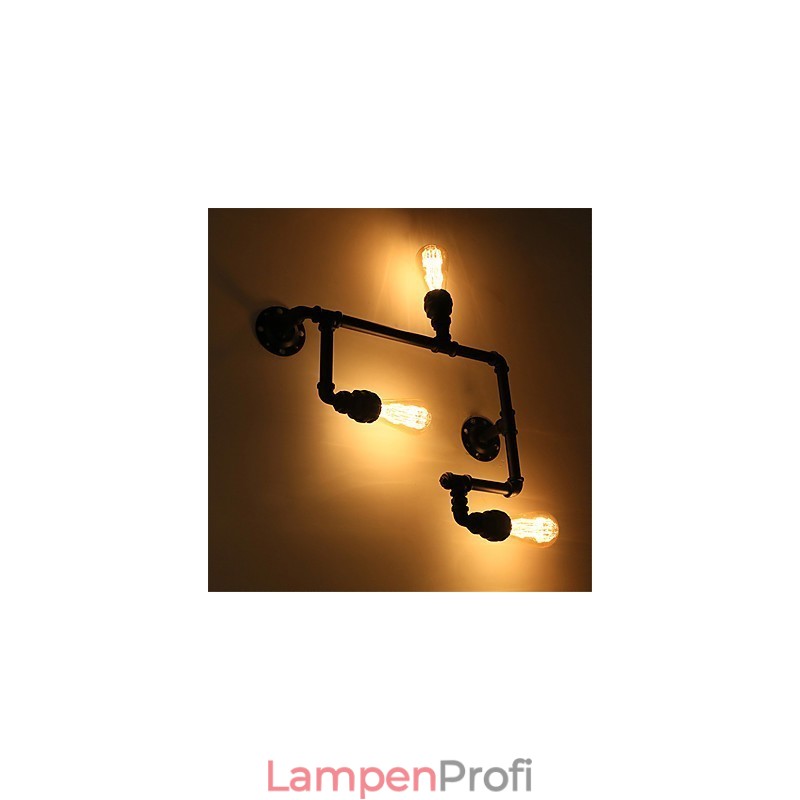 Vintage Industrielle Rohrwandleuchten Schwarze kreative Lichter Restaurant Cafe Bar Dekorationsbeleuchtung mit 3 Lichtern lackiert