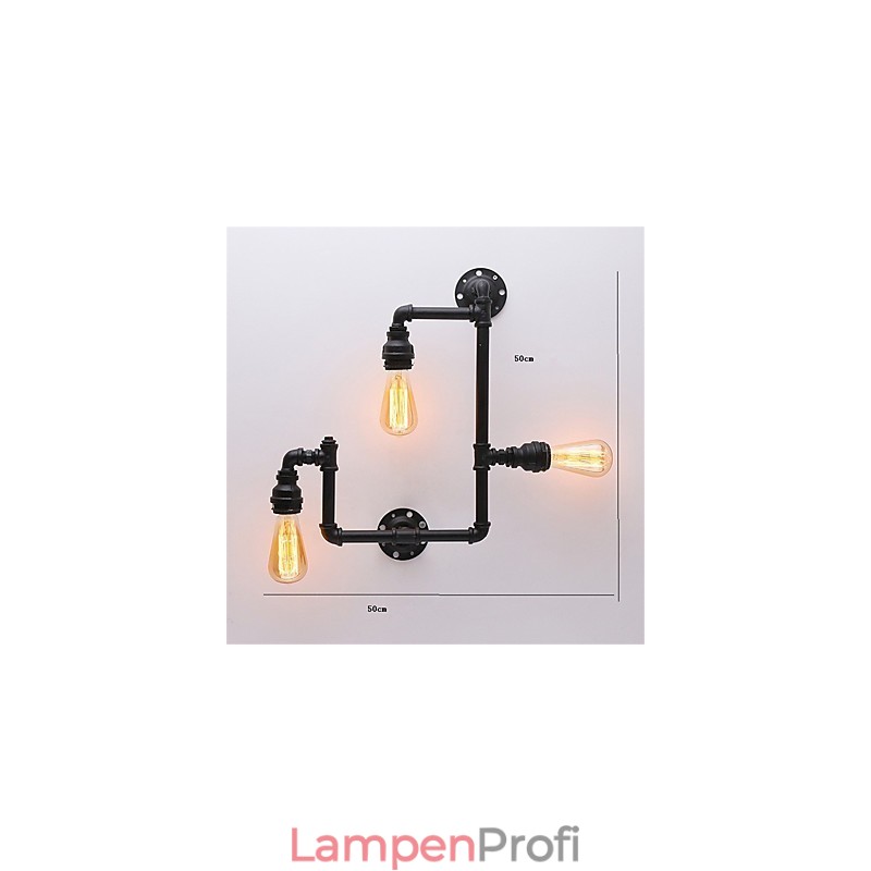 Vintage Industrielle Rohrwandleuchten Schwarze kreative Lichter Restaurant Cafe Bar Dekorationsbeleuchtung mit 3 Lichtern lackiert
