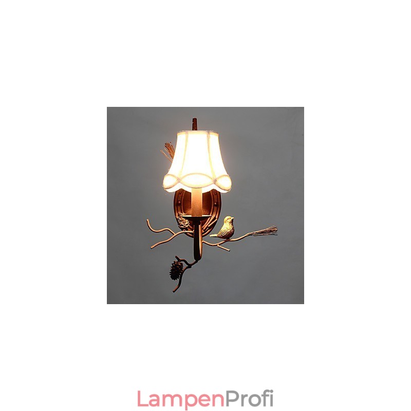 Nordamerikanische Vintage-Wandlampe aus Metall mit Vogel und Tannenzapfen aus Kunstharz, passend für die Wandleuchte im Wohnzimmer und Esszimmer