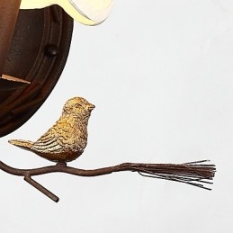 Nordamerikanische Vintage-Wandlampe aus Metall mit Vogel und Tannenzapfen aus Kunstharz, passend für die Wandleuchte im Wohnzimmer und Esszimmer