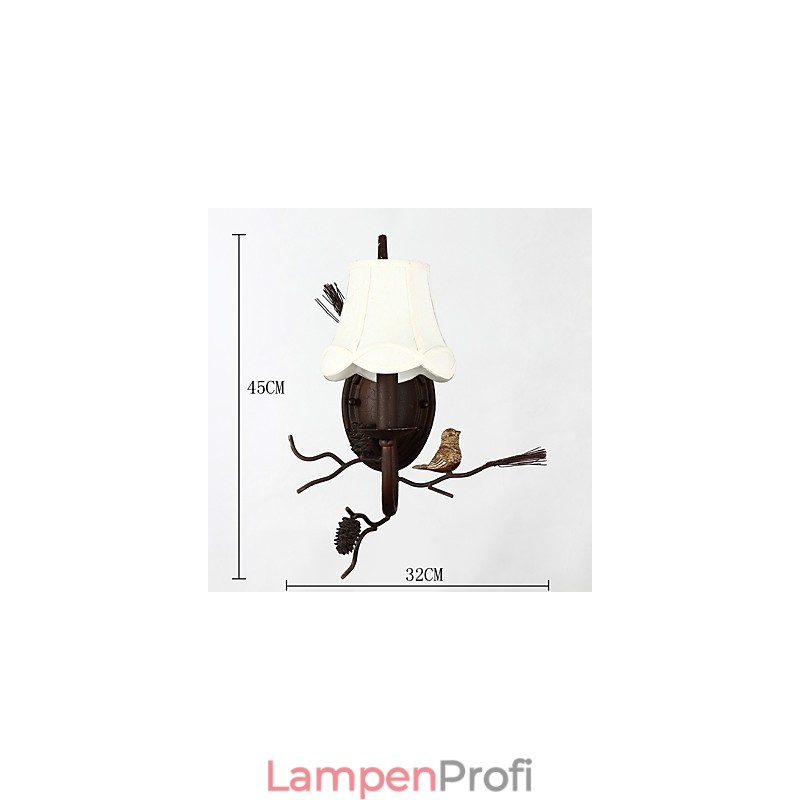 Nordamerikanische Vintage-Wandlampe aus Metall mit Vogel und Tannenzapfen aus Kunstharz, passend für die Wandleuchte im Wohnzimmer und Esszimmer