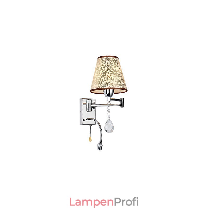 Wandlampe für Schlafzimmer Leselampe Stofflampe Modern Zeitgenössisch Landhaus Chrom Funktion für Kristall Schwenkarm