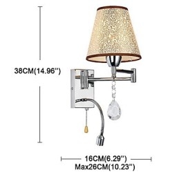 Wandlampe für Schlafzimmer Leselampe Stofflampe Modern Zeitgenössisch Landhaus Chrom Funktion für Kristall Schwenkarm