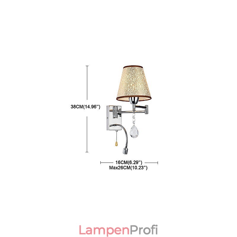 Wandlampe für Schlafzimmer Leselampe Stofflampe Modern Zeitgenössisch Landhaus Chrom Funktion für Kristall Schwenkarm