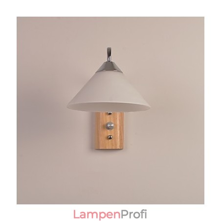 Einfache Wandlampe, Nachttischlampe mit Glasschirm und Massivholz für Schlafzimmer, Kommode, Wohnzimmer, Babyzimmer, Studentenwohnheim, Couchtisch, Bücherregal